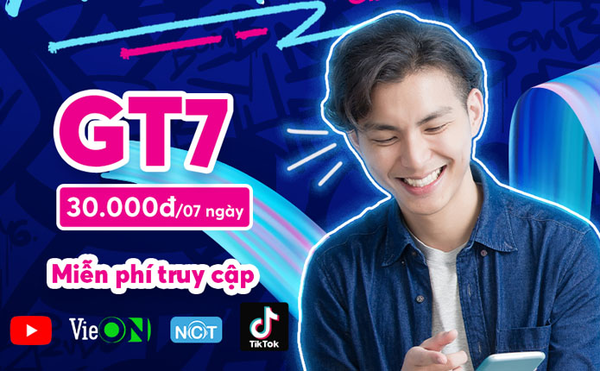 Gói 4g 30k GT7 miễn phí dung lượng truy cập giải trí 
