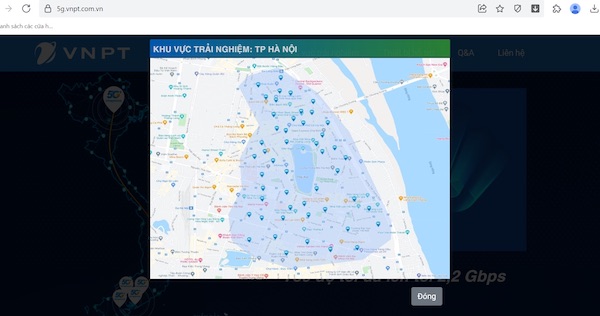 Hình ảnh chi tiết về khu vực phủ sóng mạng 5G của VinaPhone