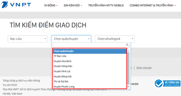 Hướng dẫn cách tra cứu điểm giao dịch VNPT tại tỉnh Bạc Liêu