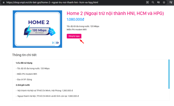 Đăng ký gói cước internet 160K