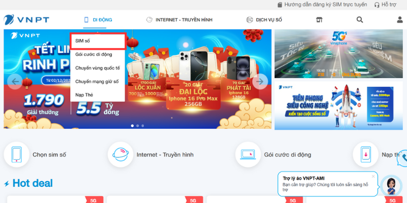  mua sim Vina 4G 1 năm dễ dàng trên DigiShop