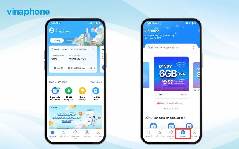 Kiểm tra gói cước trên app myvnpt