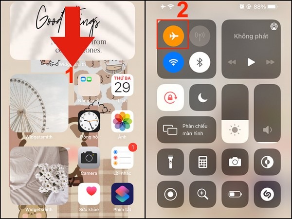 Kiếm tra điện thoại iOS đang ở chế độ máy bay 