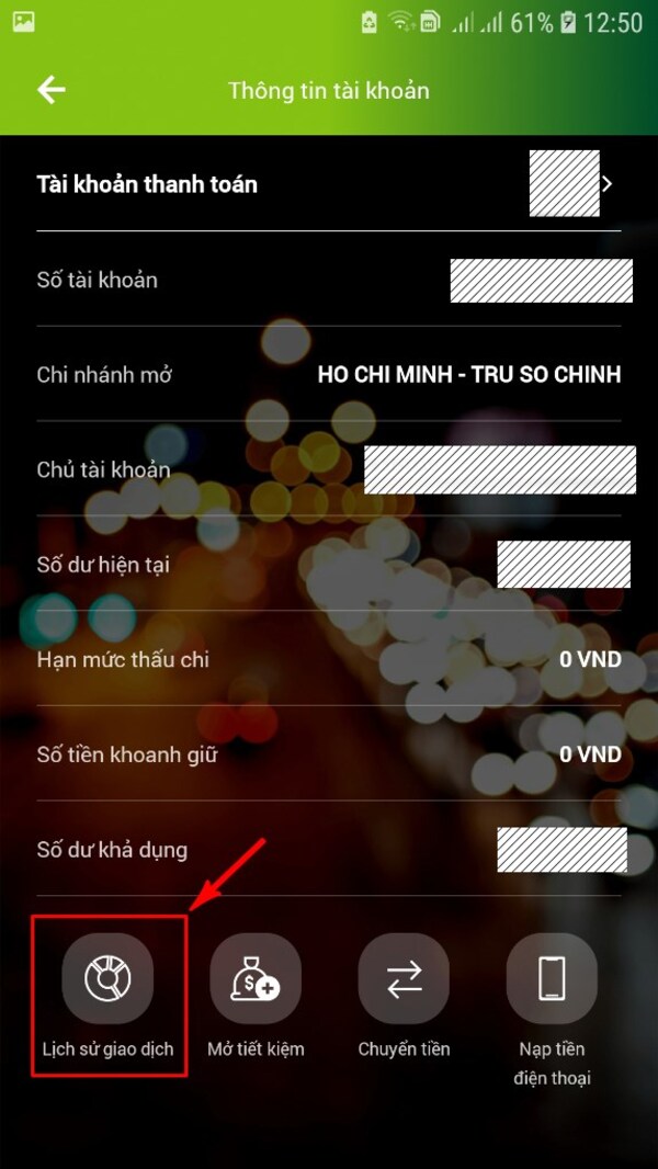 Lịch sử giao dịch trên ứng dụng internet banking là cơ sở 