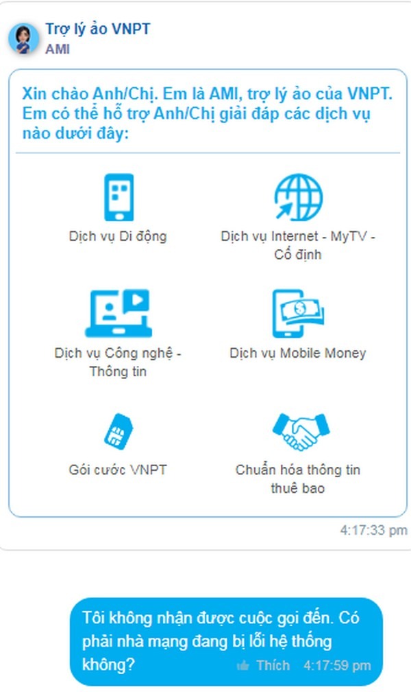 Liên hệ trợ lý ảo của VNPT để được giải đáp mọi lúc mọi nơi