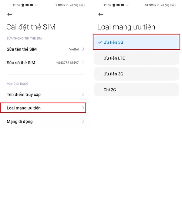 Minh họa cách kích hoạt mạng 5G trên điện thoại OPPO
