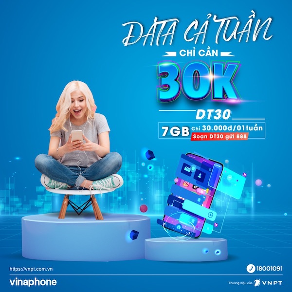 DT30 là gói cước 4G theo tuần tốt nhất của VinaPhone