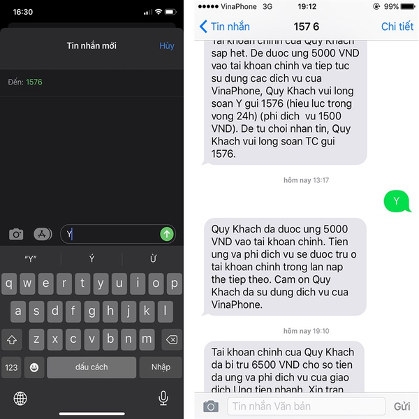 Nếu chưa hoàn ứng và muốn ứng tiếp, bạn soạn tin nhắn Y gửi 1576