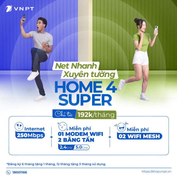  khách hàng Đồng Tháp đăng ký gói Home 4 Super net xuyên tường