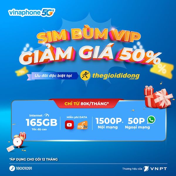 SIM Bùm độc quyền tại Thế giới Di động 
