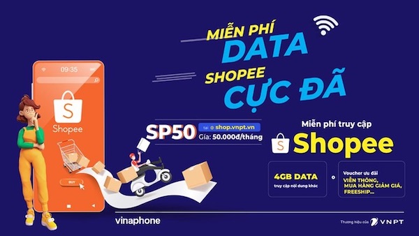 SP50 là gói cước 4G VinaPhone tốt nhất cho nhu cầu truy cập Shopee 