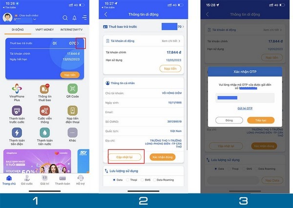 Tải app My VNPT về điện thoại và chọn mục “Thông tin thuê bao”