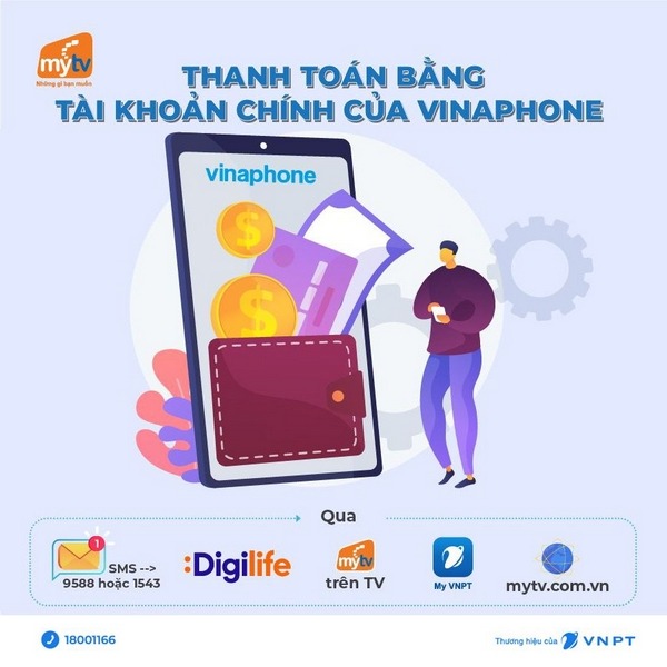 Thanh toán gói cước MyTV Chuẩn dễ dàng với tài khoản chính VinaPhone
