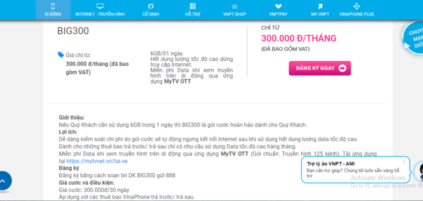 Thông tin gói cước BIG300 của VinaPhone