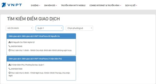 Tìm kiếm điểm giao dịch