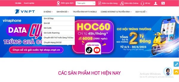 Truy cập mục “Di động”, chọn phần “Sim số”
