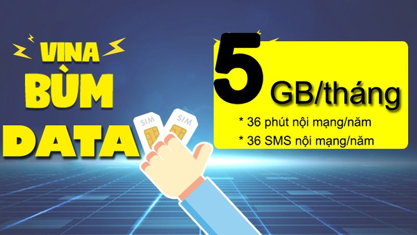 Ưu đãi gói cước Bùm Data VinaPhone cho sim mới