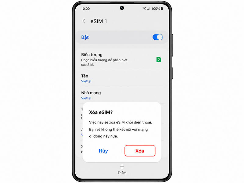 Bước 4: Xác nhận lại bằng cách ấn “Xoá eSIM” khi popup hiện ra