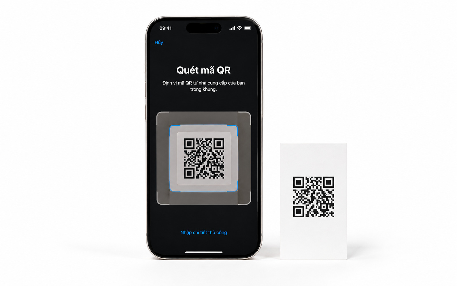 Dùng camera điện thoại quét mã QR đã nhận qua email