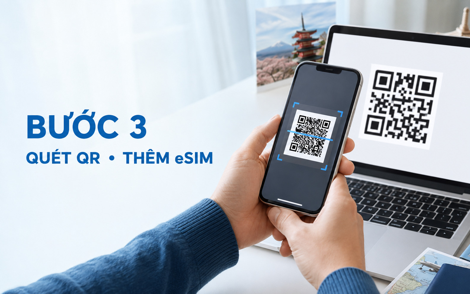 Quét mã QR để thêm eSIM vào điện thoại