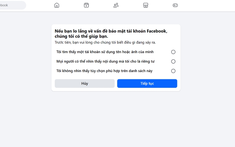 Nếu không thể khôi phục từ email cũ, hãy sử dụng facebook.com/hacked để báo cáo tài khoản bị xâm nhập