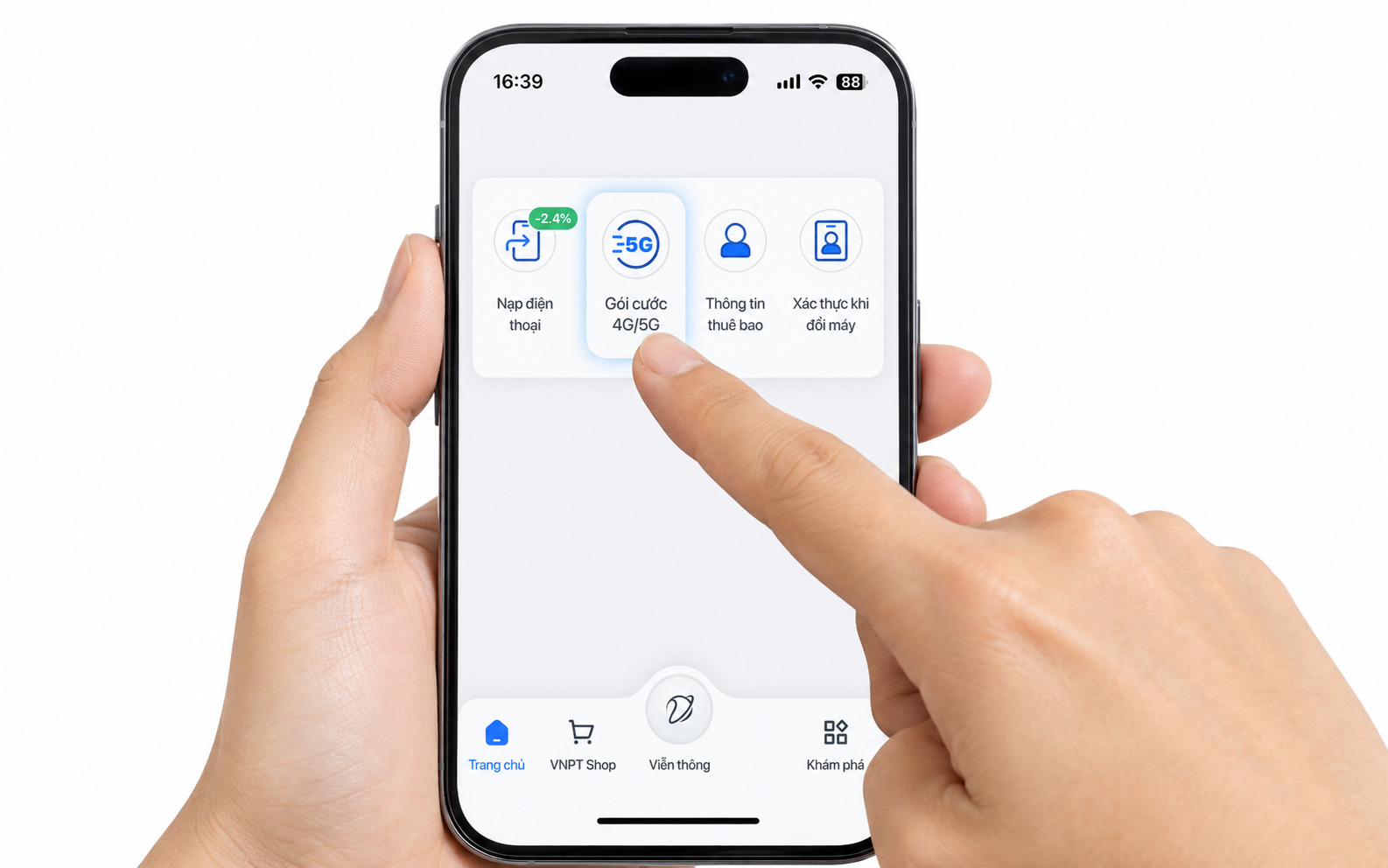 Chọn mục Gói cước