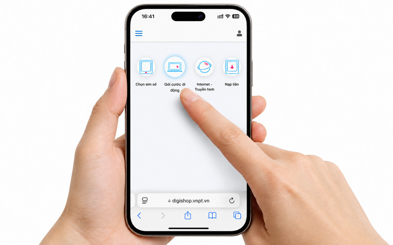 Truy cập trang chủ Digishop VNPT → Chọn “Gói cước di động”