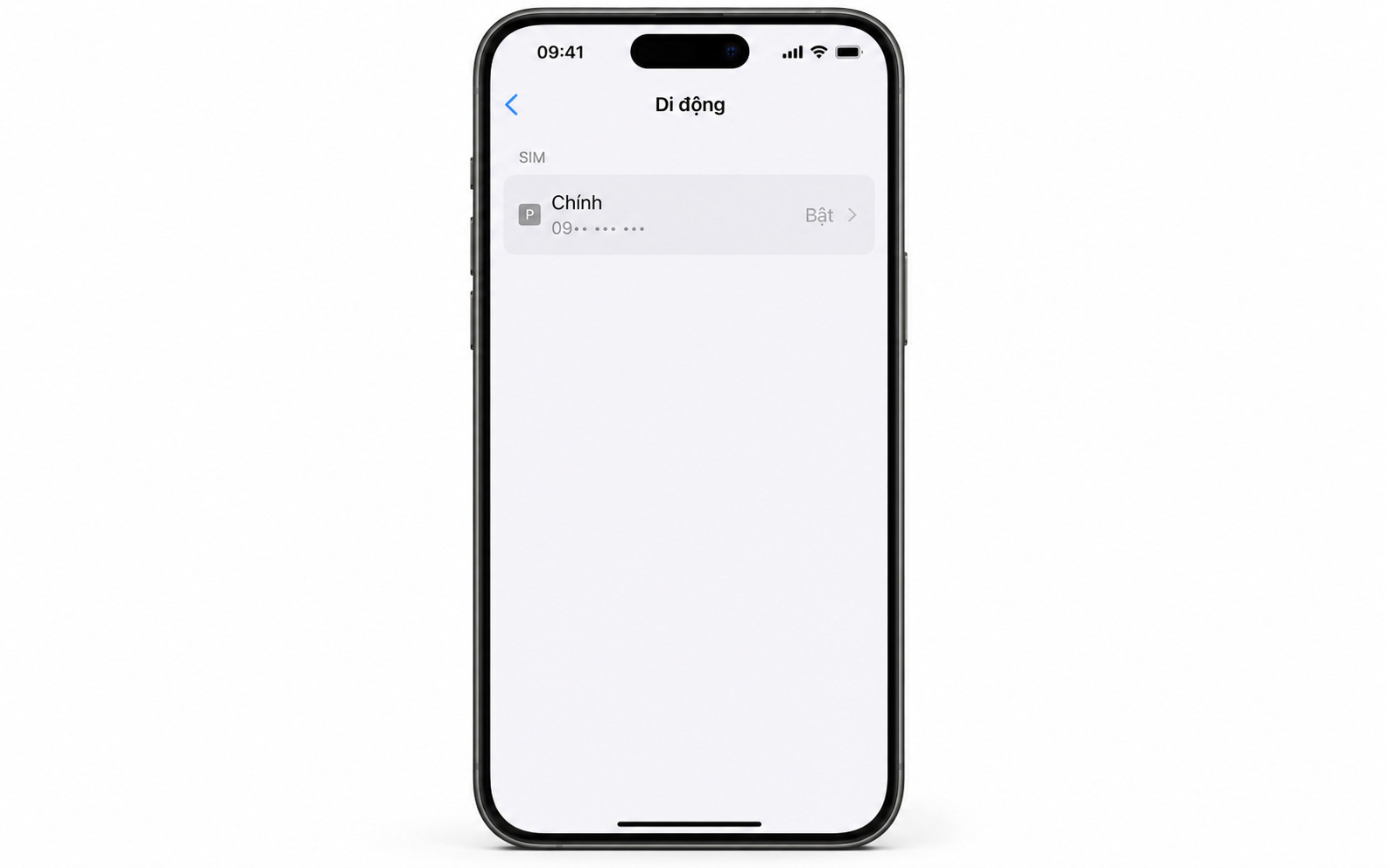 Tại mục SIM, chọn đúng tên hoặc số điện thoại của SIM vật lý cần tắt