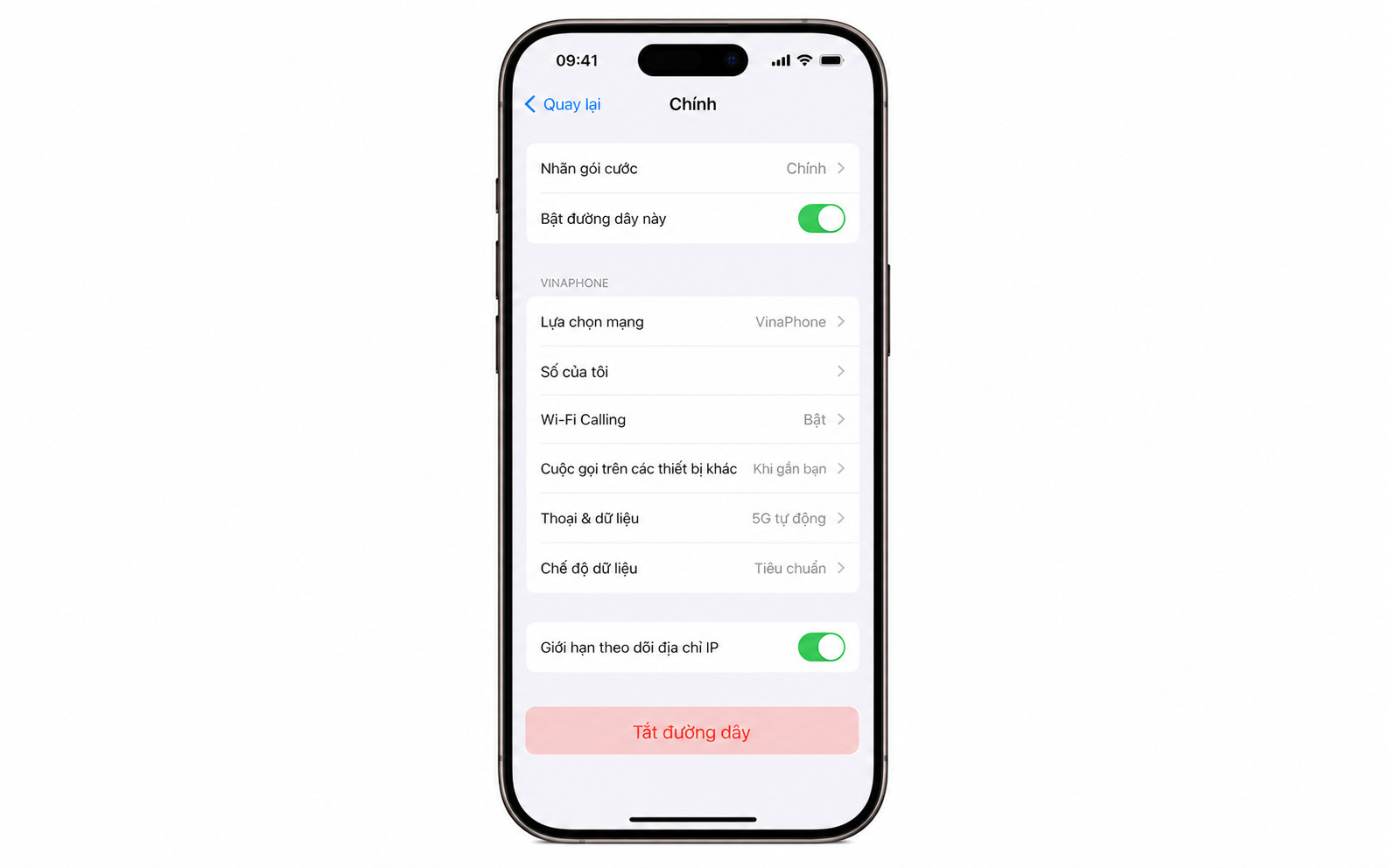 Sau khi eSIM nhận sóng, tiến hành vào lại Cài đặt > Di động > Chọn SIM vật lý cũ > Gạt tắt mục Bật đường dây này (hoặc gỡ bỏ hoàn toàn phôi SIM)